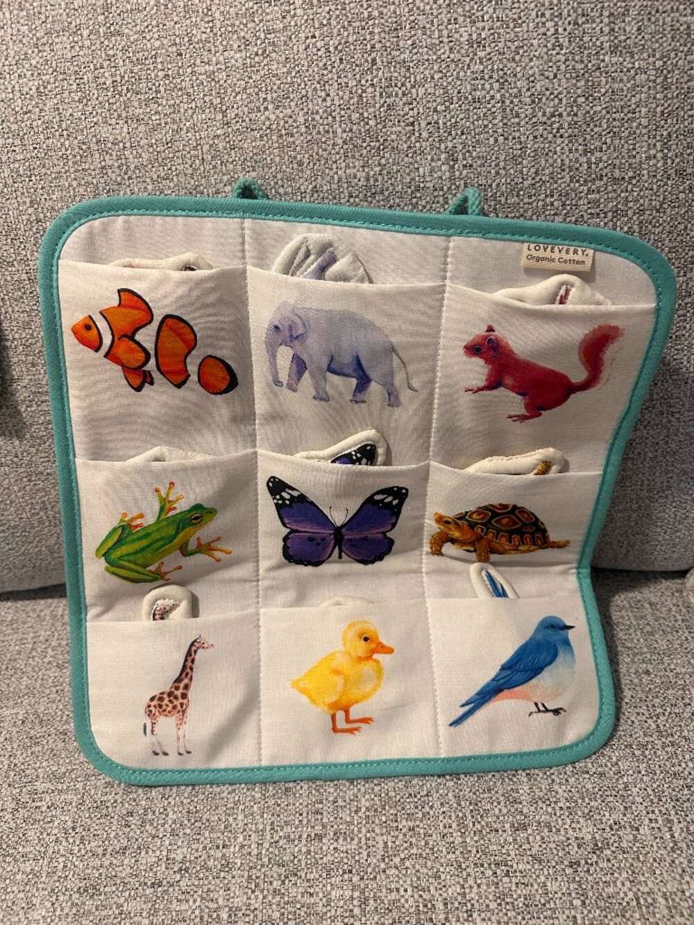 LOVEVERY Quilted Critter Pockets Matching Puzzle 19-21M